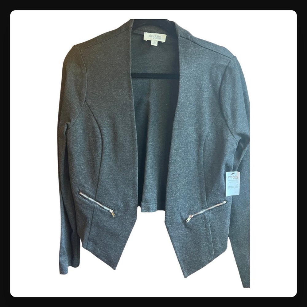 Charlotte Russe cropped grey blazer, size large.